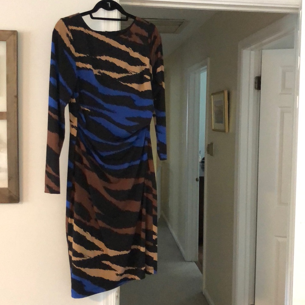 David Meister Animal Print Dress with sleeves